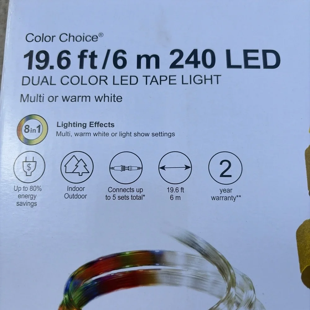 19.6 Foot GE Color Choice 240 LED Light Multicolor Christmas Tape Lights